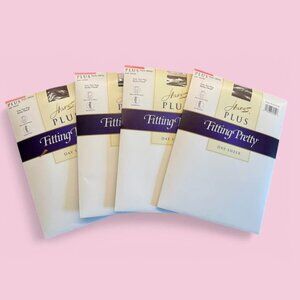 4 Packs Vtg Hanes‎ Plus Fitting Pretty Day Sheer Barely There Hose-Size Two Plus